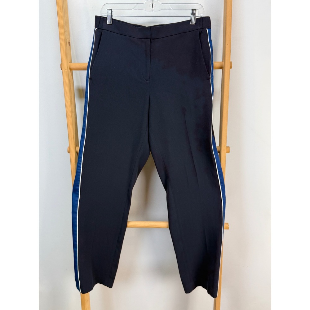 Ann Taylor Navy Blue Side Stripe Ankle Pants Tapered Track Trousers Womens M
